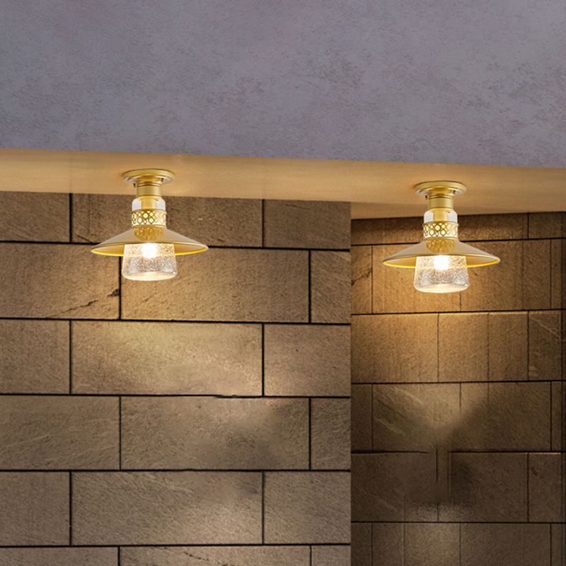 Cilindrische inbouwlamp Traditionele 1-lichts close-to-plafondlamp met glazen kap
