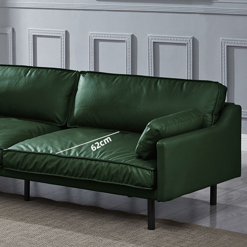 Modern 4-Seater 29.52" H Genuine Leather Pillow Top Arm Sofa