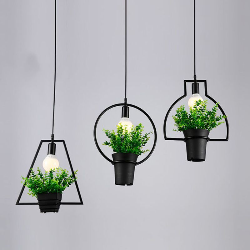 Geometrisch restaurant Hangende hanger lichte loftstijl metalen zwart hangend plafondlicht