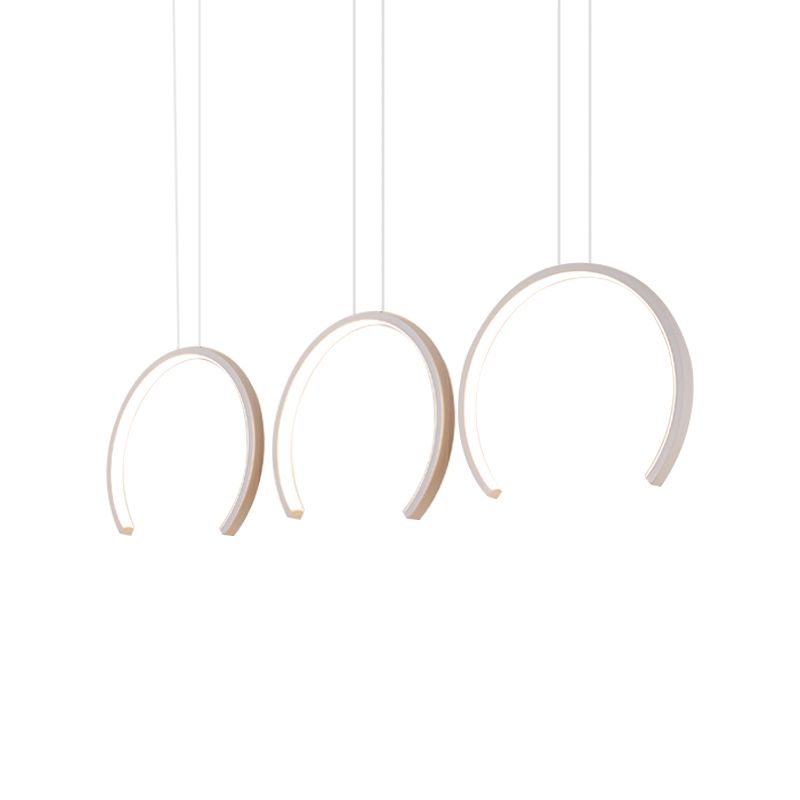 Acryl C-Form Pendelleuchten Leuchtanlage Einfacher Stil Weiß/Kaffee-LED-Decke für Speisesaal
