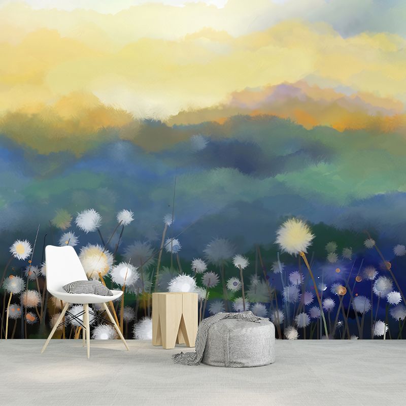 Field of Dandelion Mural Decal Contemporary Waterproof Living Room Wall Art, Customized Size