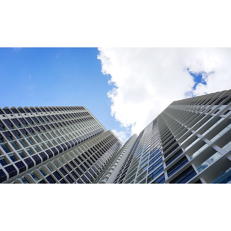 Contemporary Style City Building Mural for Meeting Room, Mildew Resistant