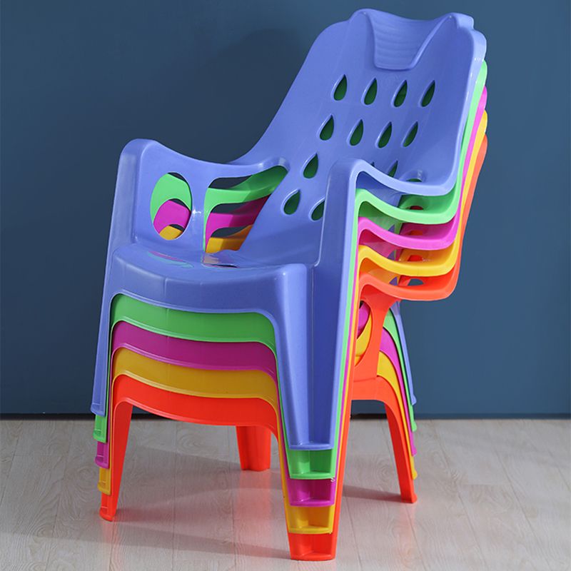Sillas de comedor de plástico de estilo moderno, respaldo de listones, sillas laterales apilables para el hogar