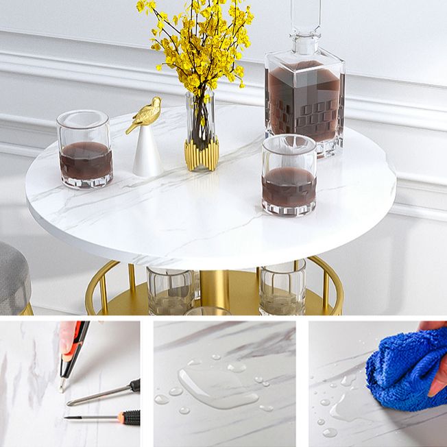 Glam Style Iron Marble Bar Table Indoor Pedestal Bistro Table - 21.6"W x 41.3"H