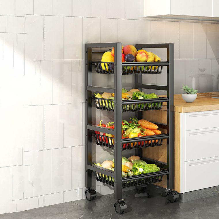 Metal Modern Prep Table Open Storage Home Dining with Basket Prep Table
