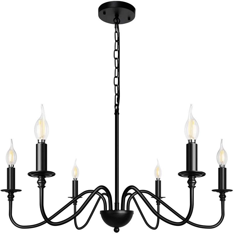 6-Lights Industrial Vintage Chandelier Metal Candlestick Lamp Holder Hanging Lamp for Restaurants Bar