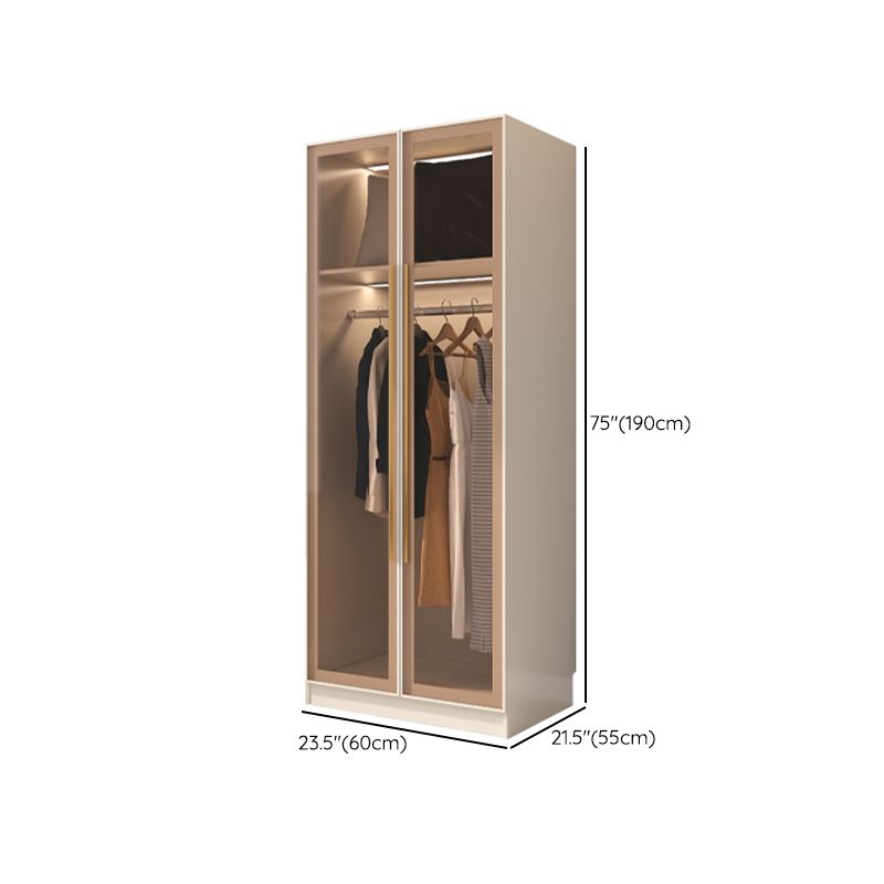 Engineered Wood Armoire with Glass Doors Modern Cabinet for Bedroom