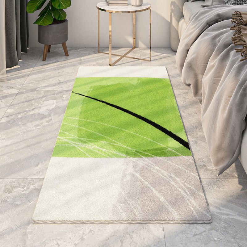 Light Green Modern Carpet Polyester Color Block Carpet Washable Carpet for Living Room