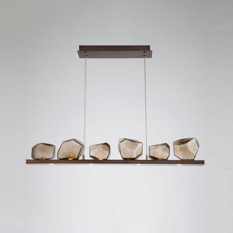 Contemporary Style Geometry Island Lights Clear Glass 6 Light Island Pendant Lights
