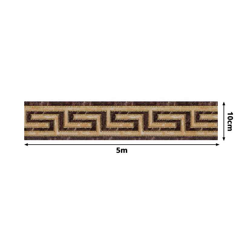 Vintage Maze-Like Wallpaper Border PVC Easy Peel off Brown Wall Covering for Kitchen