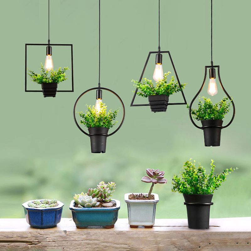 Geometrisch restaurant Hangende hanger lichte loftstijl metalen zwart hangend plafondlicht