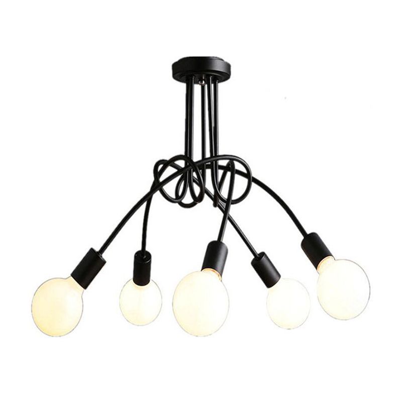 Bundle Industrial Vintage Ceiling Light Wrought Iron Flush Mount for Living Room