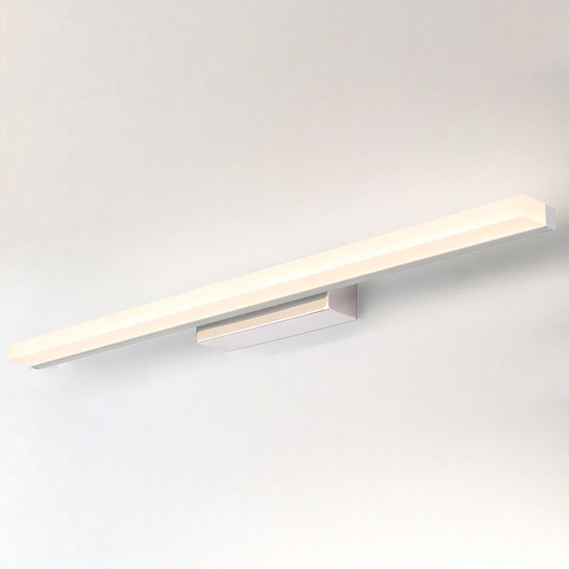Linear Shape Vanity Light Modern Metal 1 Light LED Mirror Light for Bathroom in Silver