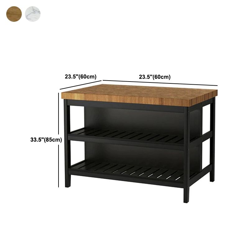 Industrial Stationary Kitchen Island table Metal Rectangular Kitchen Island table