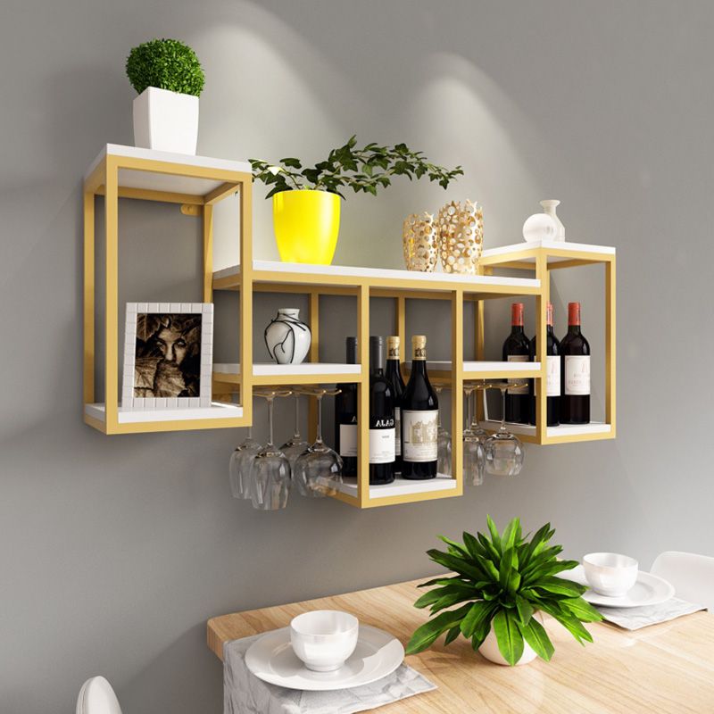 Iron Wall Mounted Wine Rack Industrial Wine Bottle & Glass Rack-41.7 x 7.8 x 23.6