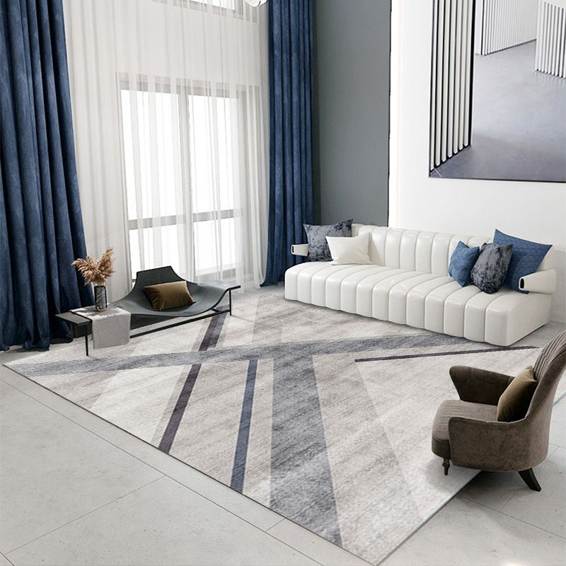 Gray Modern Rug Polyester Extravagant Rug Stain Resistant Rug for Home Decor