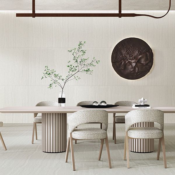 Rectangular Ceramic Matte Straight Edge Singular Tile Marble Look Bathroom Floor