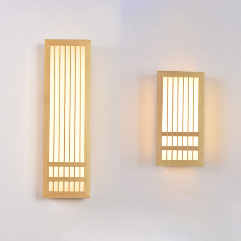 Missie stijl muur gemonteerd licht natuurlijk eiken rechthoekige sconce licht voor woonkamer