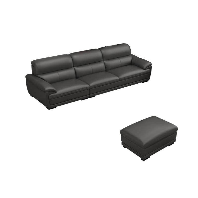 Leather Pillow Top Arm Sectional Sofa 36.22"High Cushion Back Sofa,Black