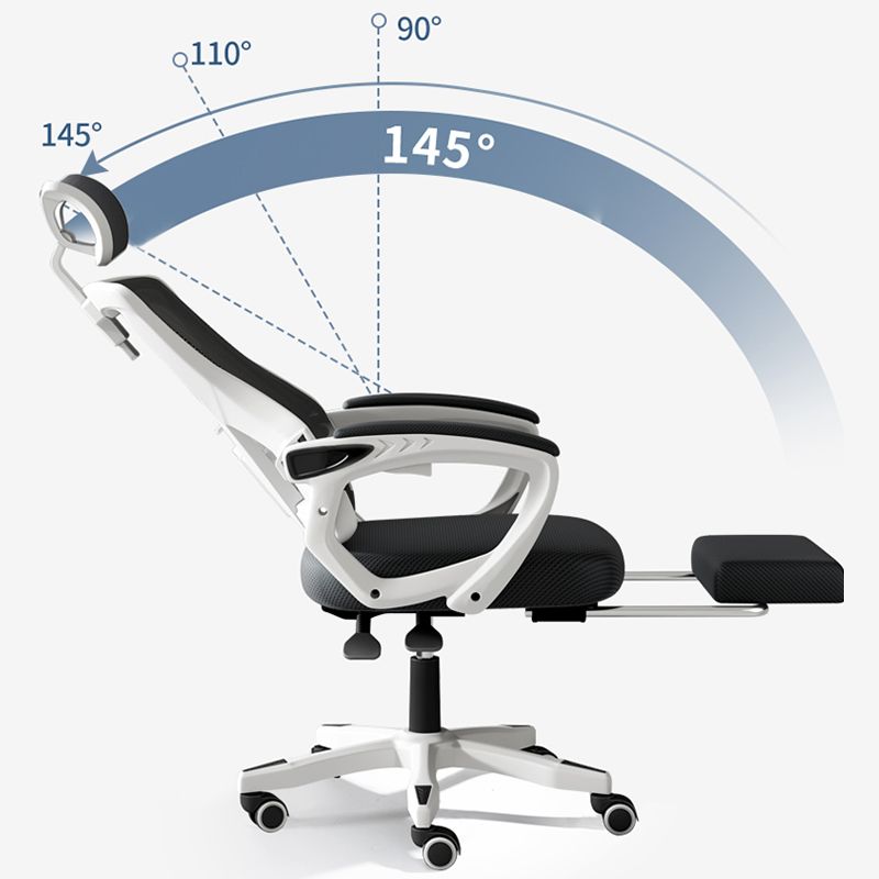 Mesh High Back Office Chair Contemporary Fixed Arms Chair with Headrest