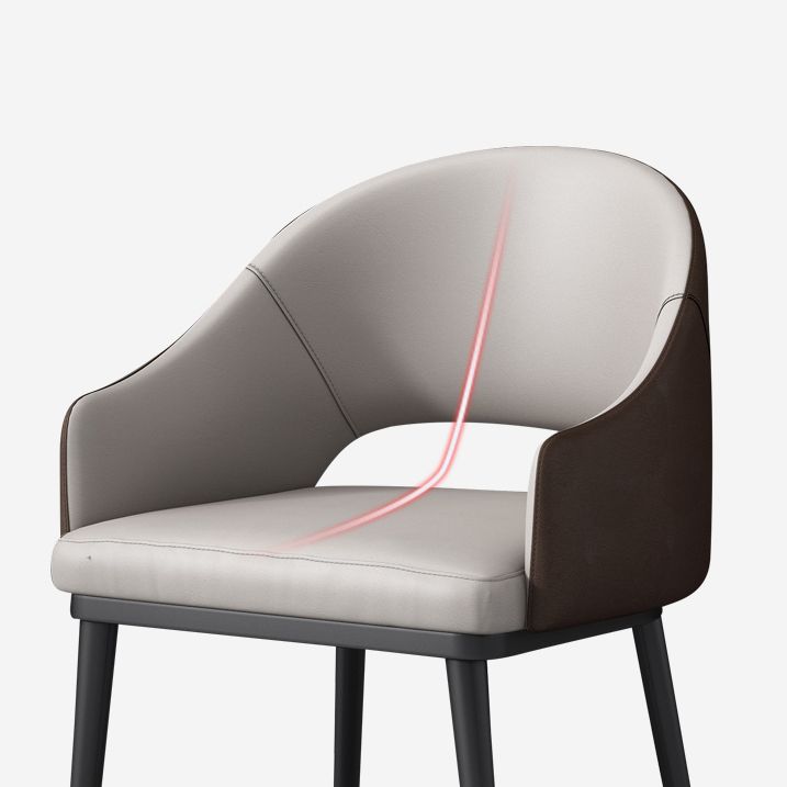 Glam Upholstered Arm Chair Faux Leather Open Back Dining Arm Chair for Home