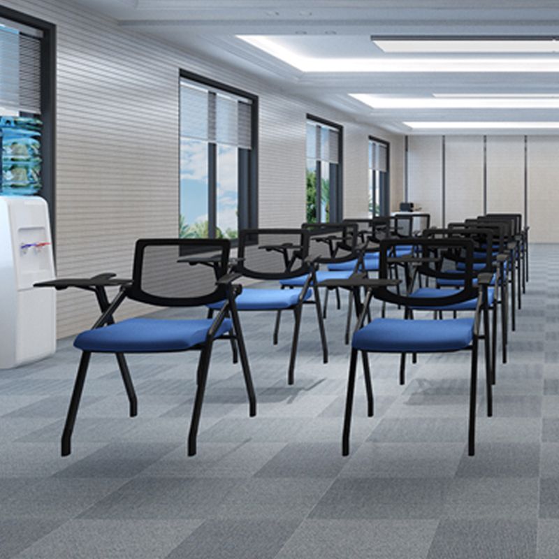 Modern Folding Conference Chair Black Frame and Seat Chair with Fixed Arms