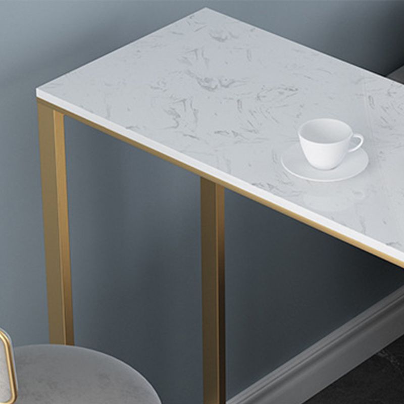 Glam Bar-height Table Faux Marble Top Bistro Pub Table with 3 Shelves