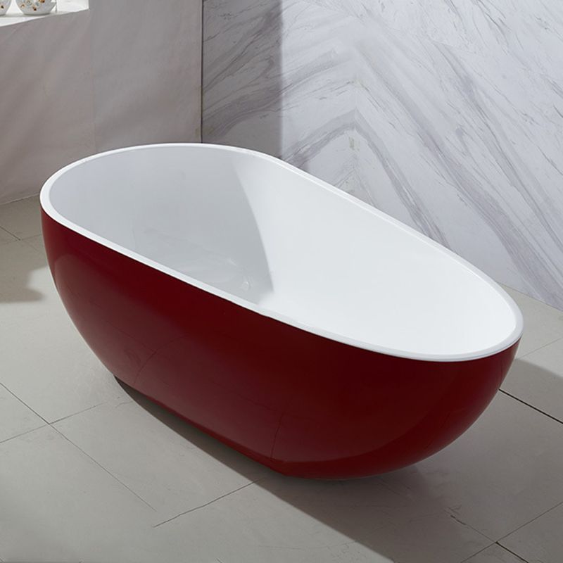 Modern Soaking Bathtub Oval with Drain Acrylic Freestanding Bath Tub