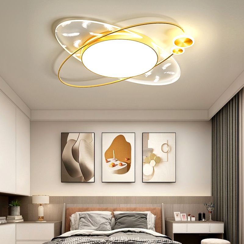Geometric Feather LED Flush Mount in Modern Creative Style Iron Ceiling Light with Acrylic Shade