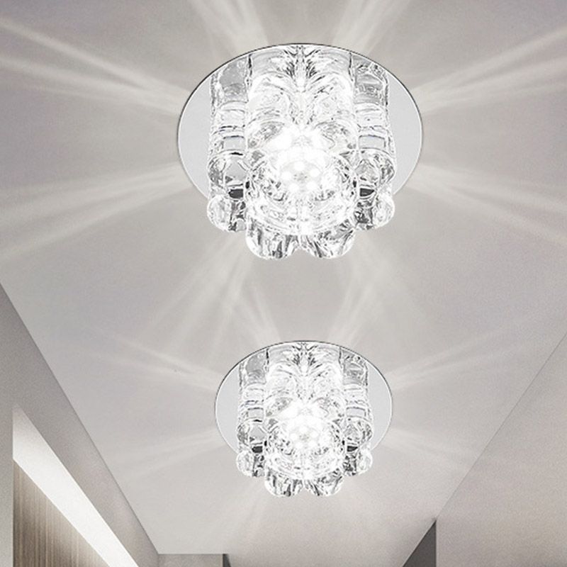 Clear Crystal Petal Flush Mount Lighting Modern LED Living Room Flush Light Fixture in Warm/White/Multi Color Light