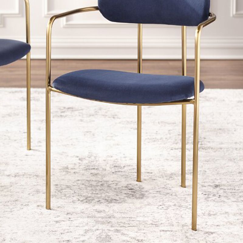 Glam Dining Arm Chair Velvet Dining Room Gold Legs Side Chair