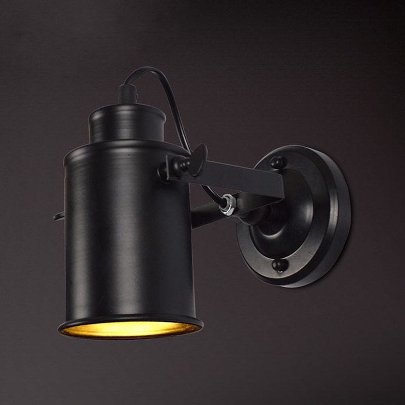 1 Light Geometric Industrial Metal Wall Lighting Fixtures in Black