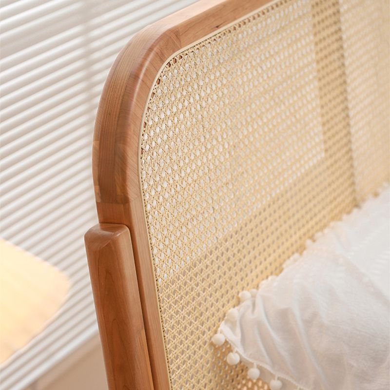 Tropical Standard Bed Cherry Solid Color Bed Frame With Custom Gold Legs