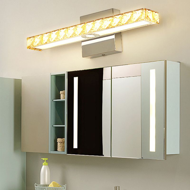 Rectangular LED Vanity Lamp Modern Minimalist Style Crystal Single Vanity Light