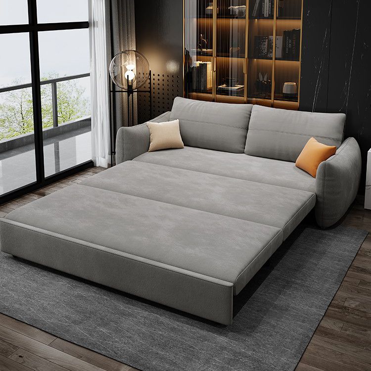 Contemporary Square Arm Standard Stain Resistant Sofa Bed in Grey
