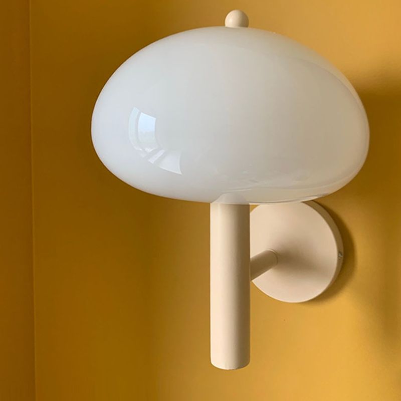 Modern Metal Wall Sconce Mushroom Shape Wall Light with Glass Shade for Living Room