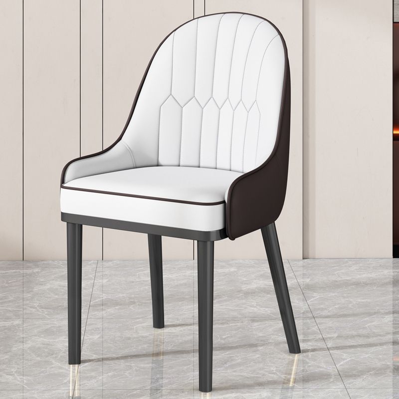 Glam Style Parsons Dining Side Chair Leather Indoor Dining Chair