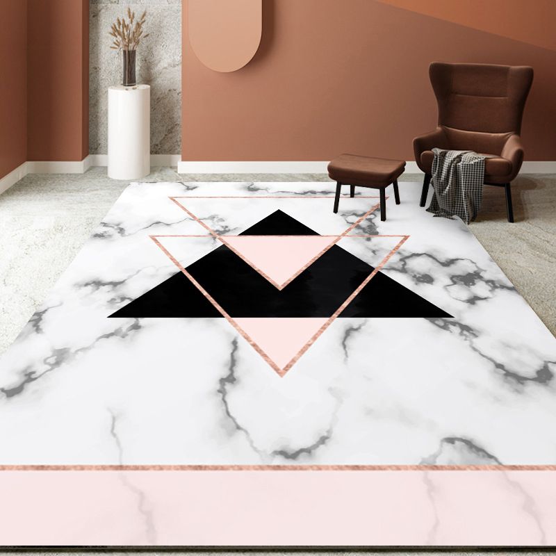Luxury Marble Surface Indoor Rug Creative Contemporary Rectangle Carpet Polyester Anti-Slip Backing Carpet for Living Room