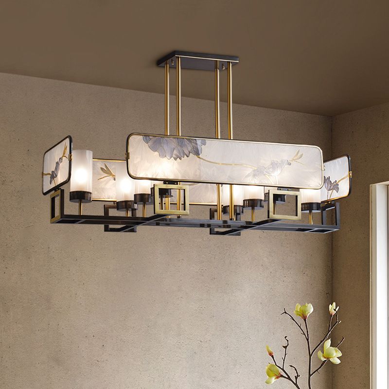 Modern Style Cylindrical Shape Island Lights Glass Pendant Lights in Gold