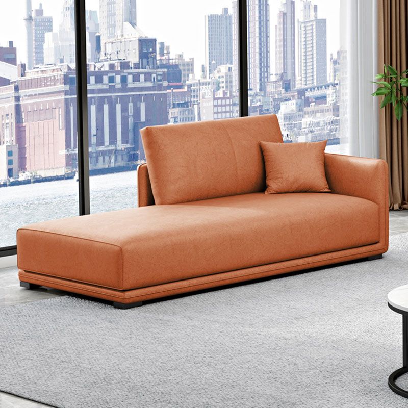 Nordic Living Room Chaise Rolled Arms Upholstered Chaise Lounge with Wooden Base