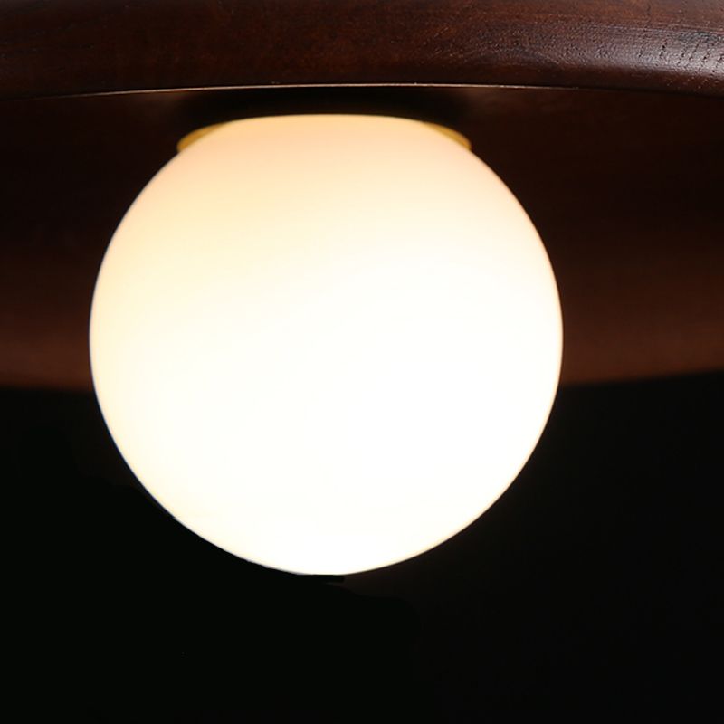 Modern Minimalist Flush Mount Wooden Globe Ceiling Light for Interior Spaces