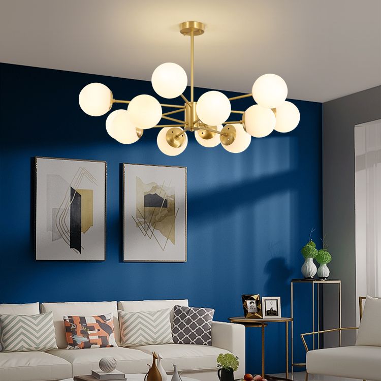 Moderne stijl Globe Glass Kroonluchter Licht Gold Metal Lighting Fecture voor woonkamer