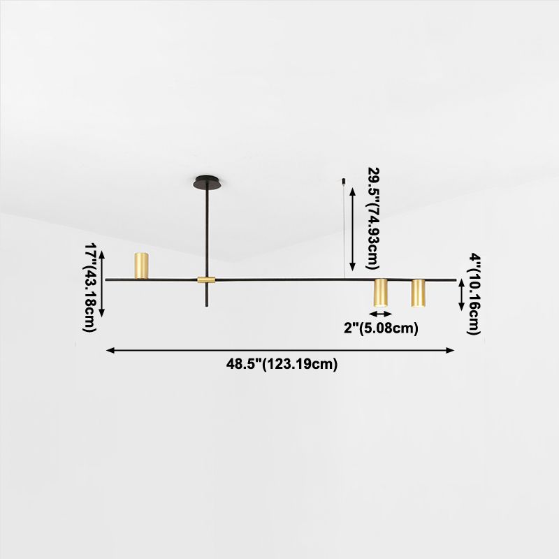 Accesorios de iluminación de la isla de cilindro modernos Luz de metal de lámparas de metal