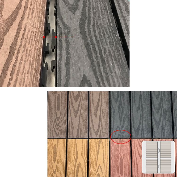 Composite Square Decking Tiles Interlocking Striped Pattern Patio Flooring Tiles