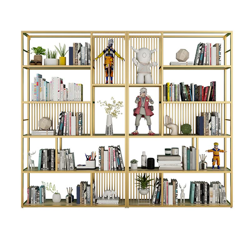 Open Back Shelf Bookcase Glam Style Bookcase for Office and Study Room