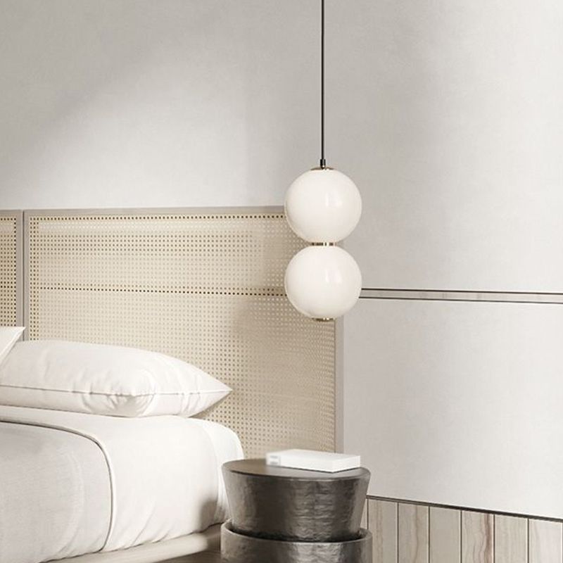 Simple Ball Glass Pendant Light Modern Suspended Lighting Fixture for Bedroom