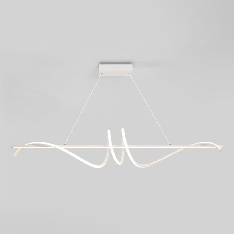 Modern Wavy Island Light Fixture Metal Dining Room Island Pendant Light