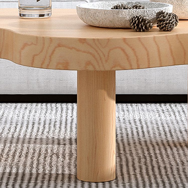 Scandinavian Coffee Table in Free Form with 3 Pine Wood Legs