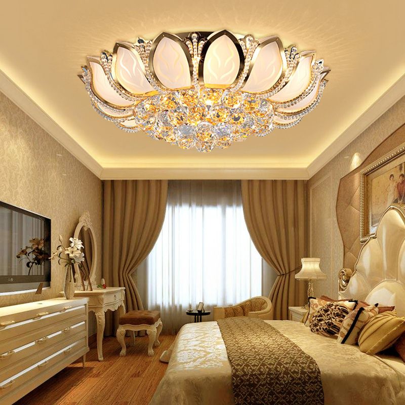 Fleur cristal encastré plafonnier style moderne or encastré luminaire