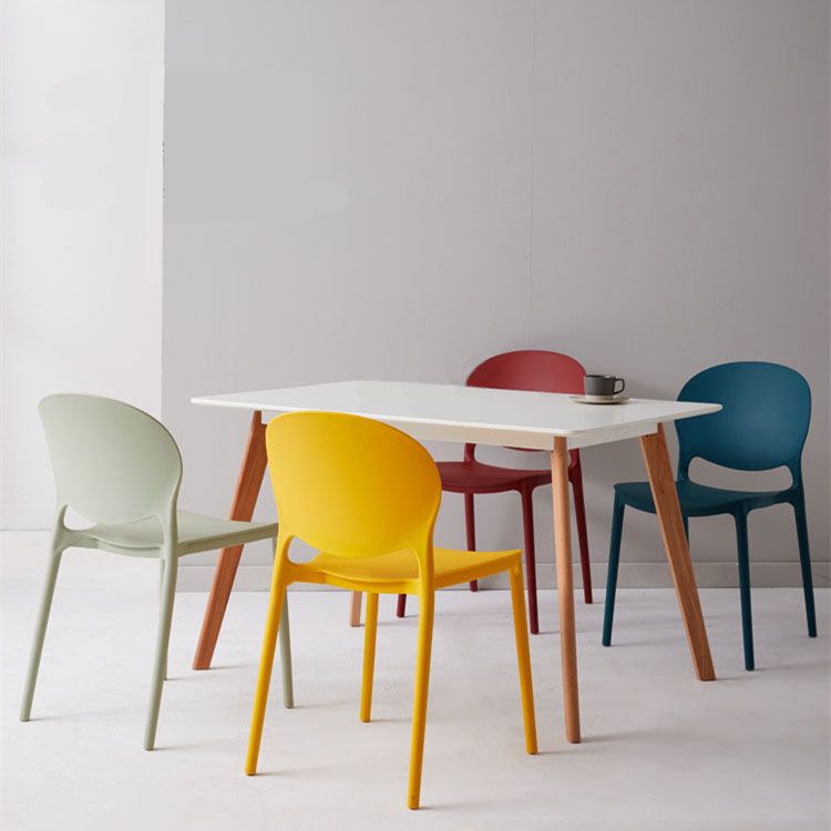 Modern Style Stackable Plastic Chair Open Back Dining Side Chair (Set of 4)